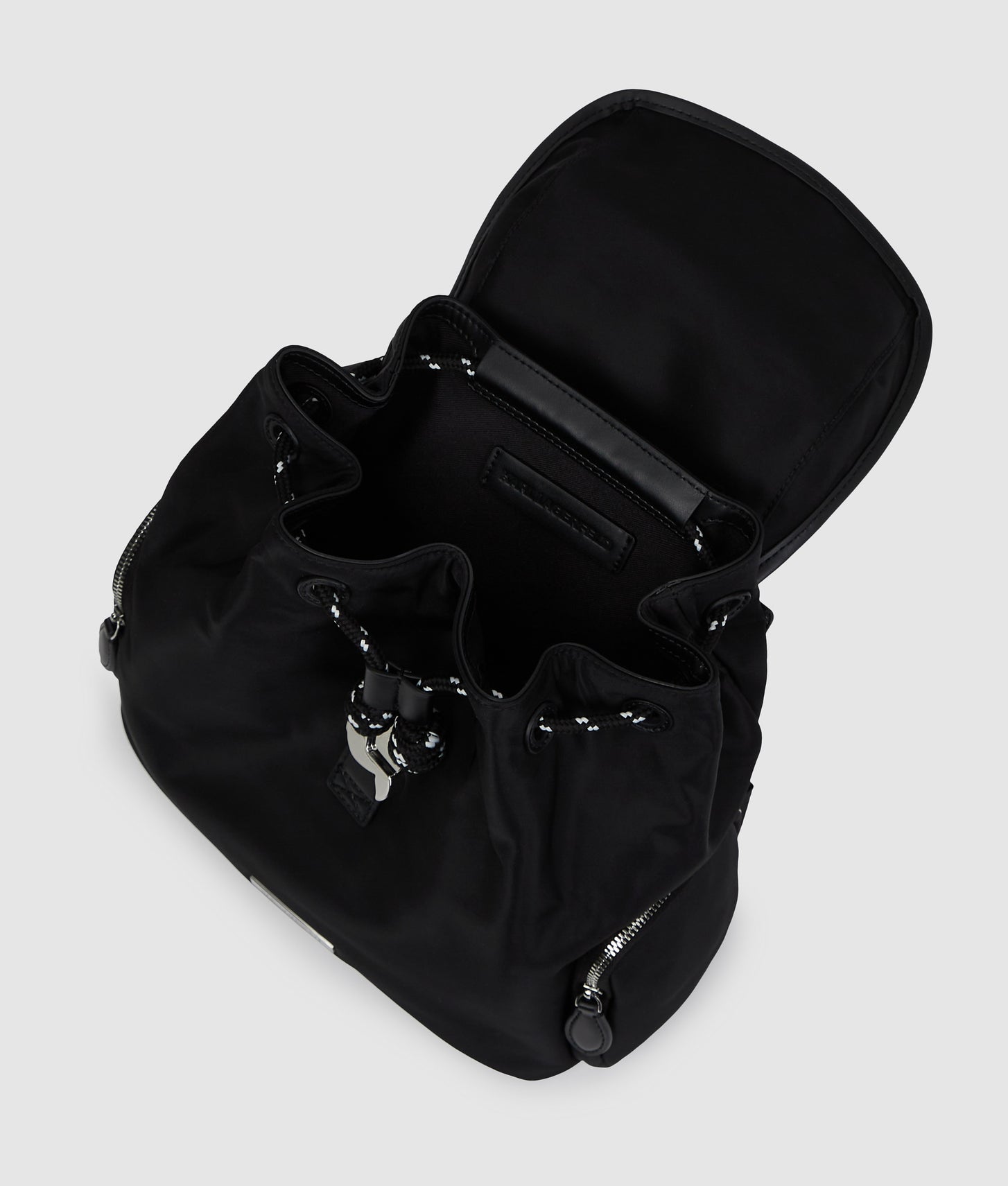 KarlLagerfeld Ikon Nylon Small Flap Backpack Black