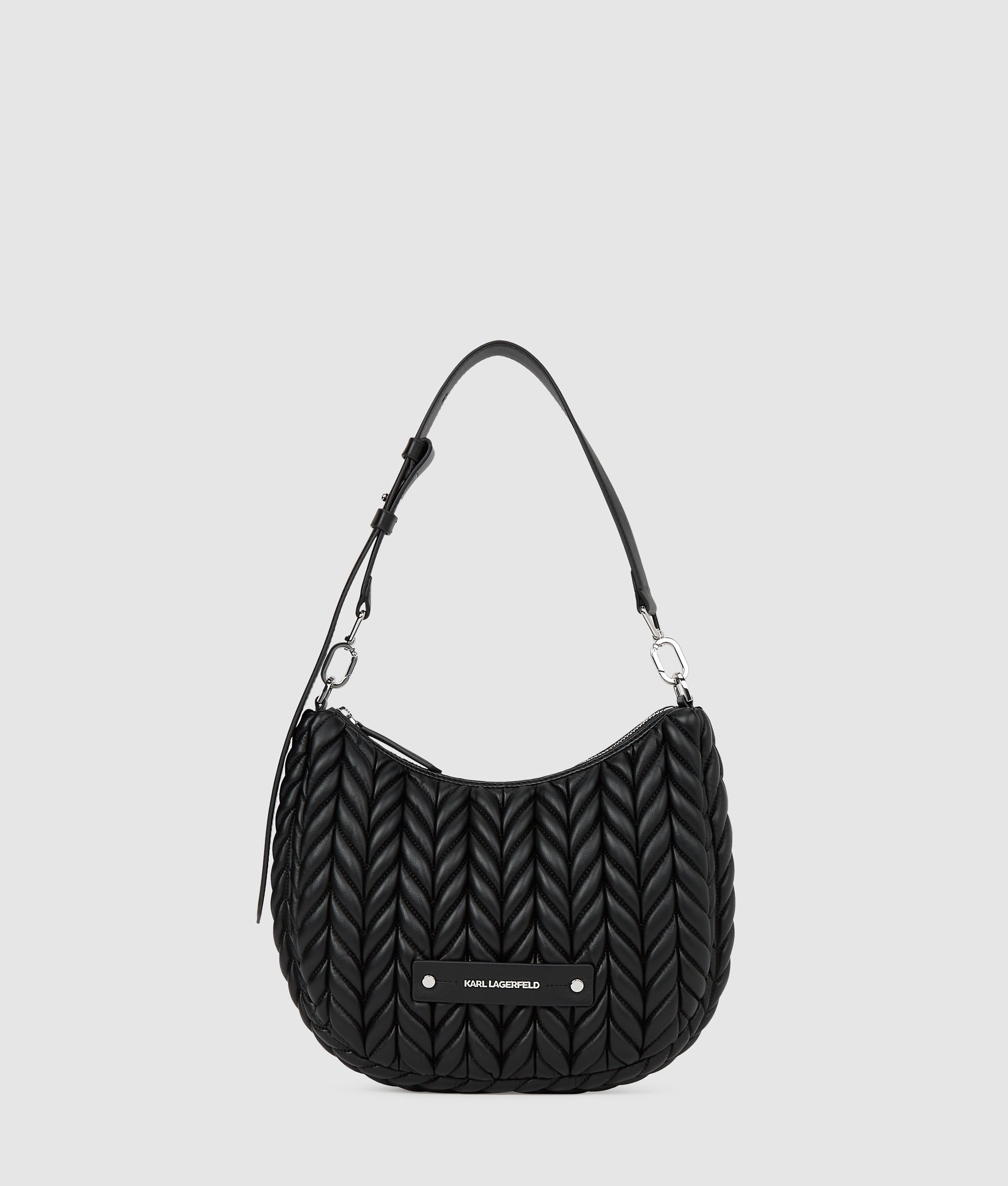 KarlLagerfeld Kweave Small Hobo Bag Black-Nickel