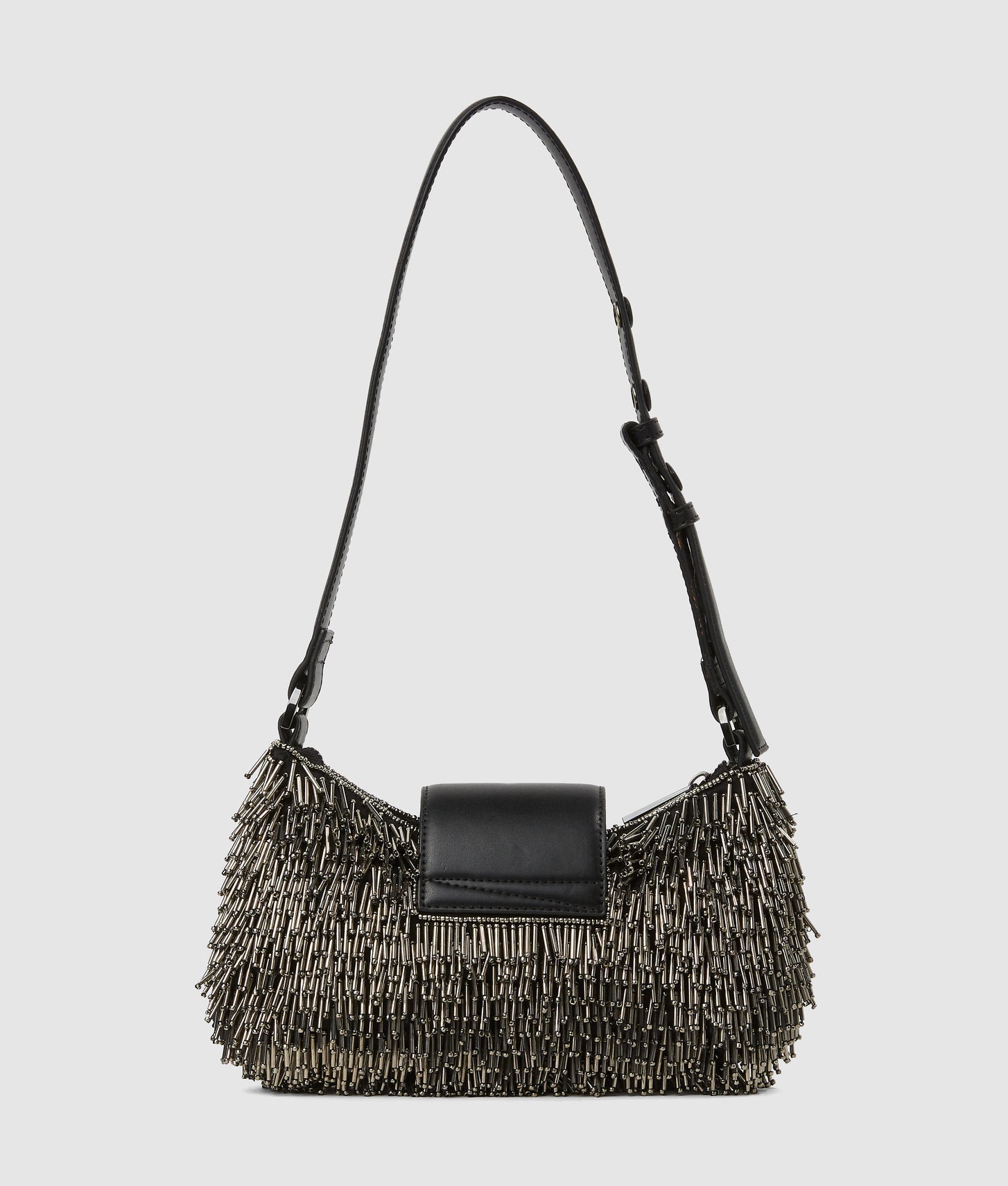KarlLagerfeld Ksignature Beaded Moon Bag Black Embellishment