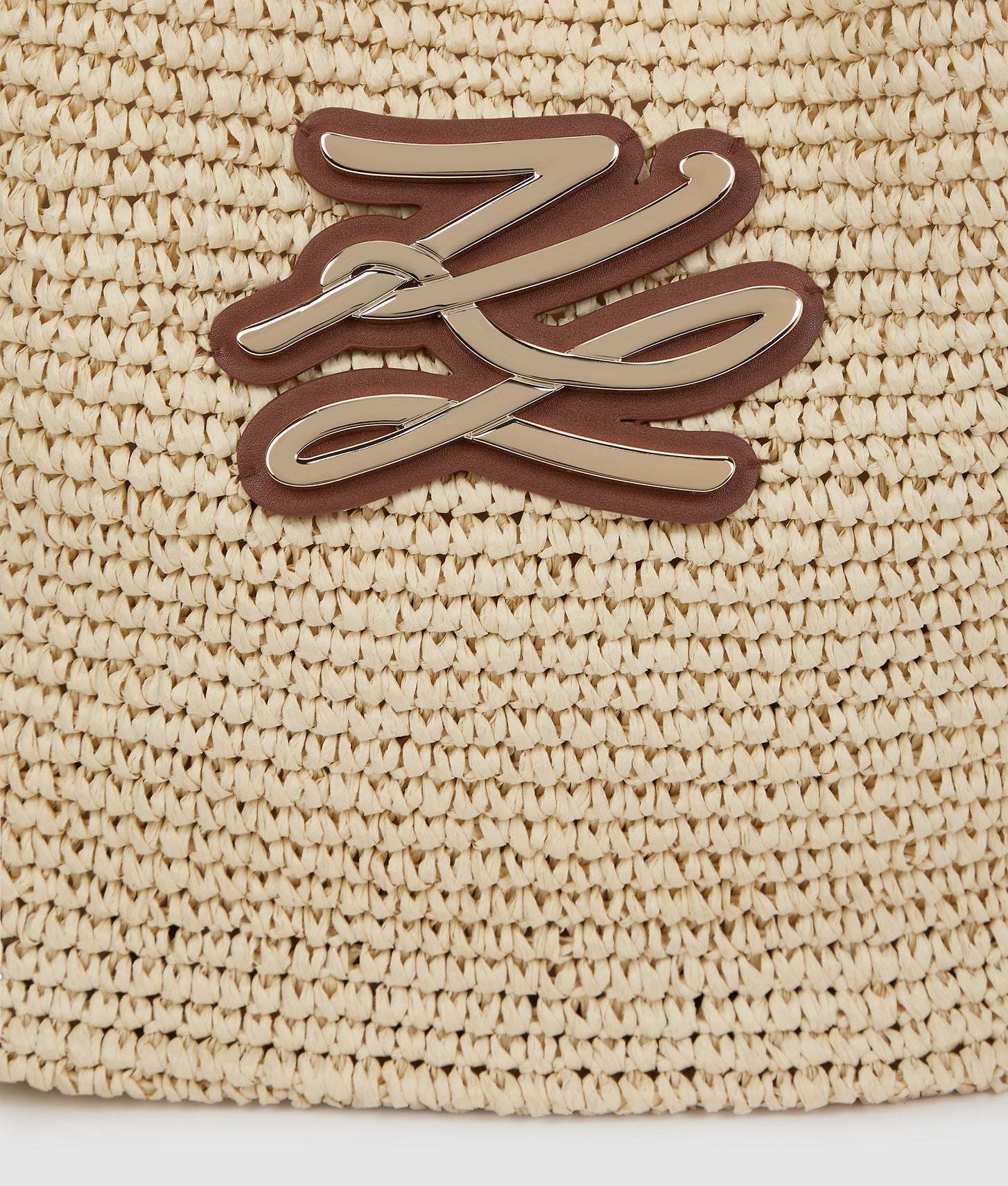 KarlLagerfeld Kautograph Crochet Hobo Bag Natural
