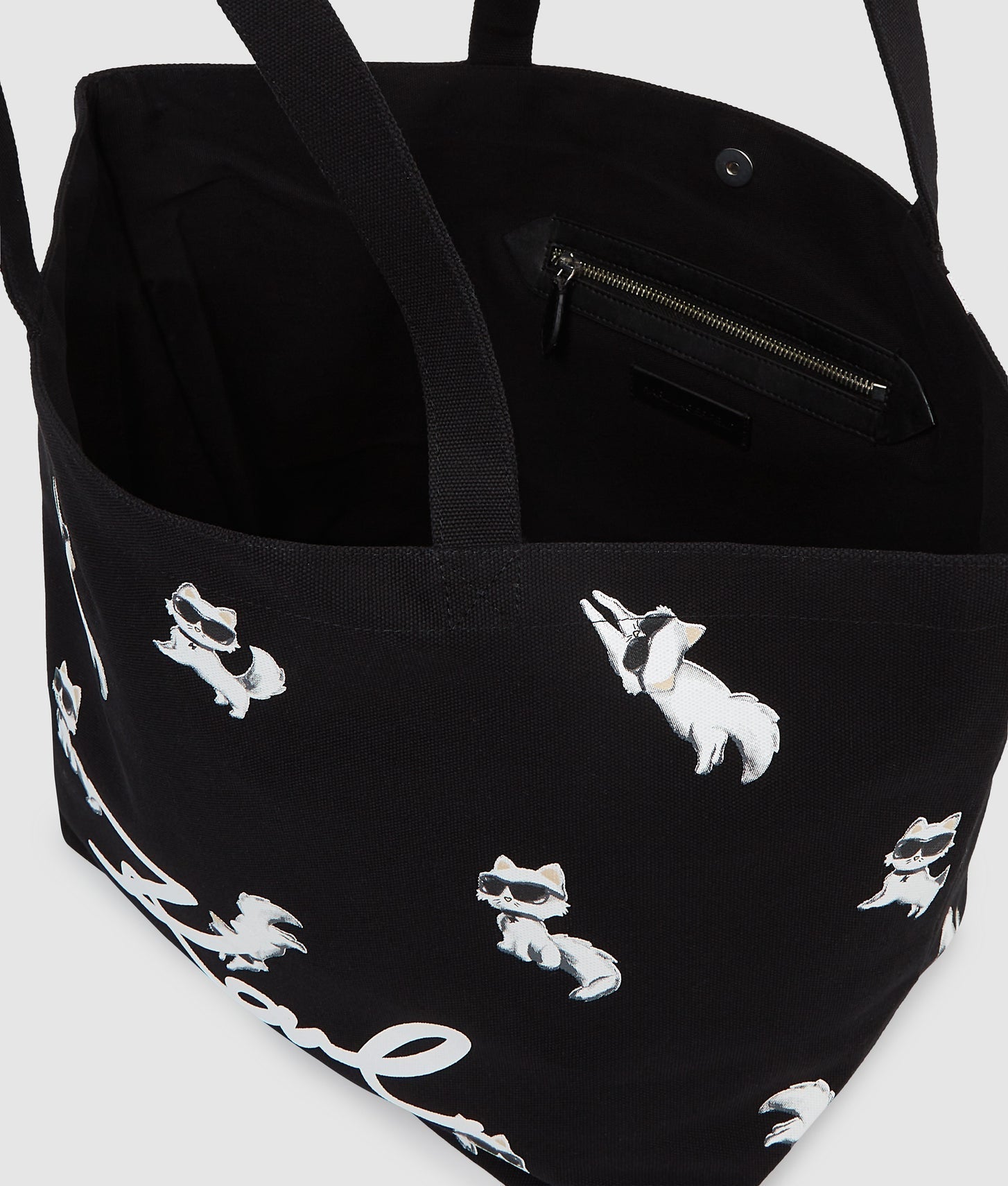 KarlLagerfeld Ikon Choupette Print Shopper Black