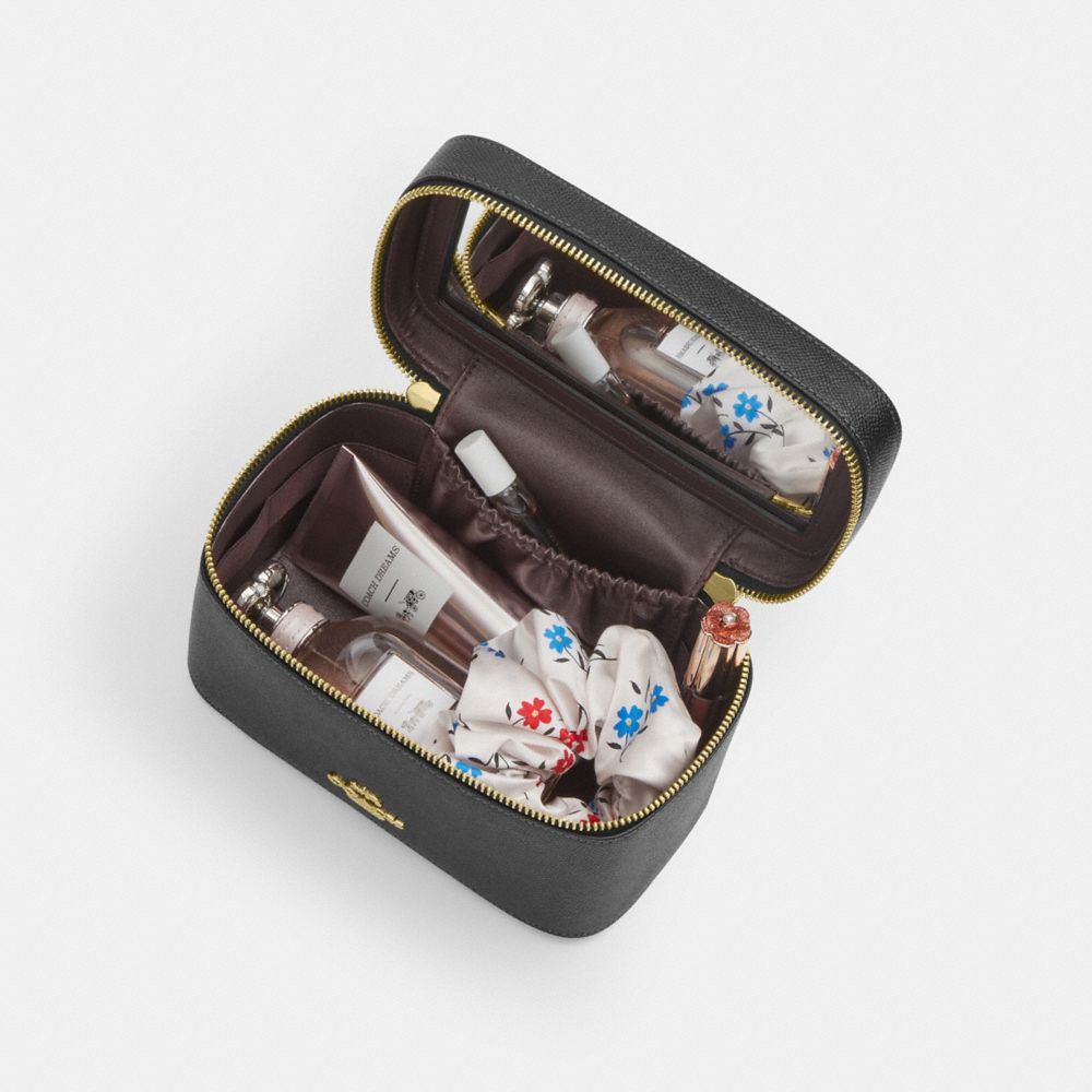 Coach Cosmetic Case In Signature Canvas With Floral Print Gold Sand Multi