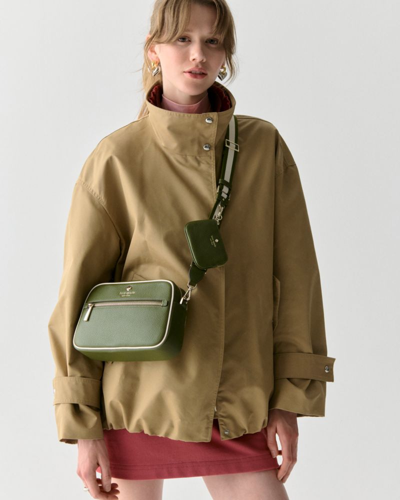 KateSpade Emma Colorblock Pebbled Leather Large Crossbody Enchanted Green Multi