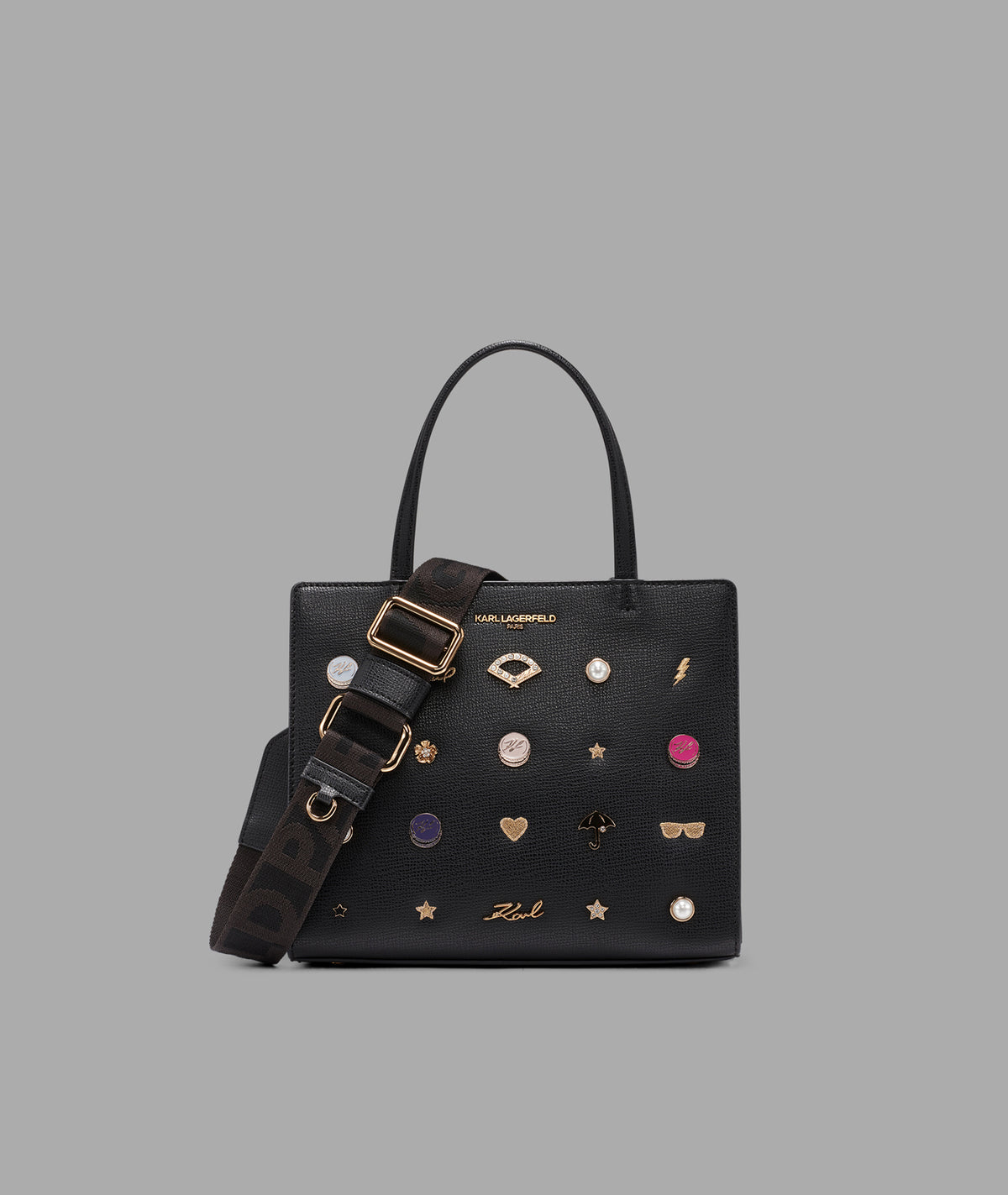 KarlLagerfeld Maybelle satchel with pins black