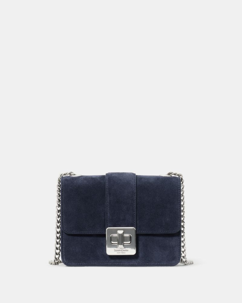KateSpade Phoebe Suede Turnlock Mini Flap Crossbody Blazer Blue