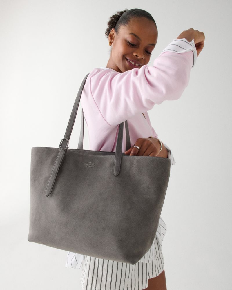 KateSpade 454 Suede Large Tote Hare Grey