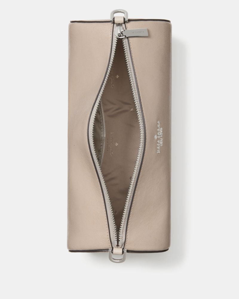 KateSpade Roulette Glazed Leather Medium Shoulder Bag Quartz Pebble