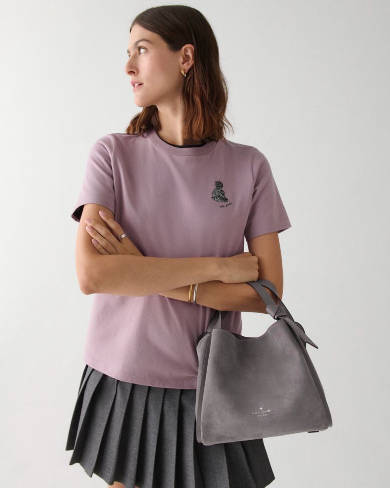 KateSpade Knott Suede Convertible Carryall Hare Grey Multi