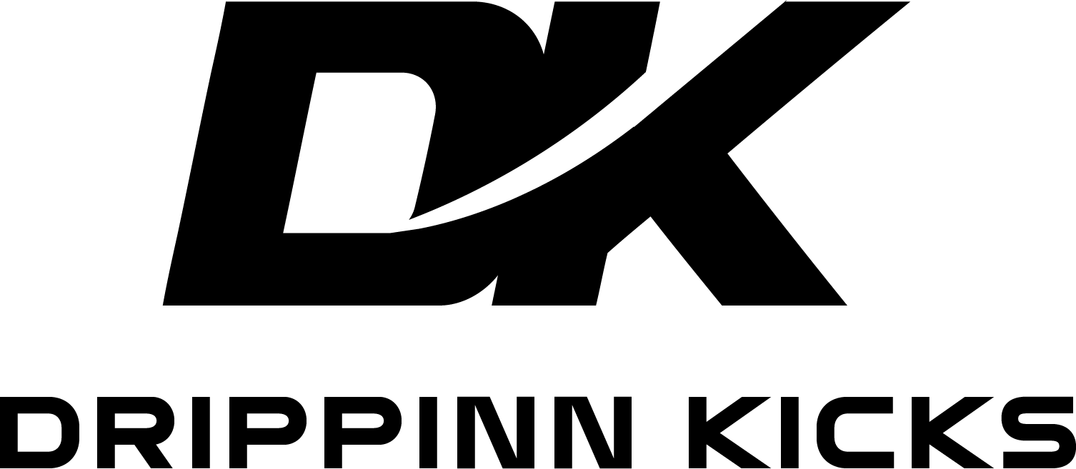 Black 'DK' logo with 'DRIPPINN KICKS' text on a white background