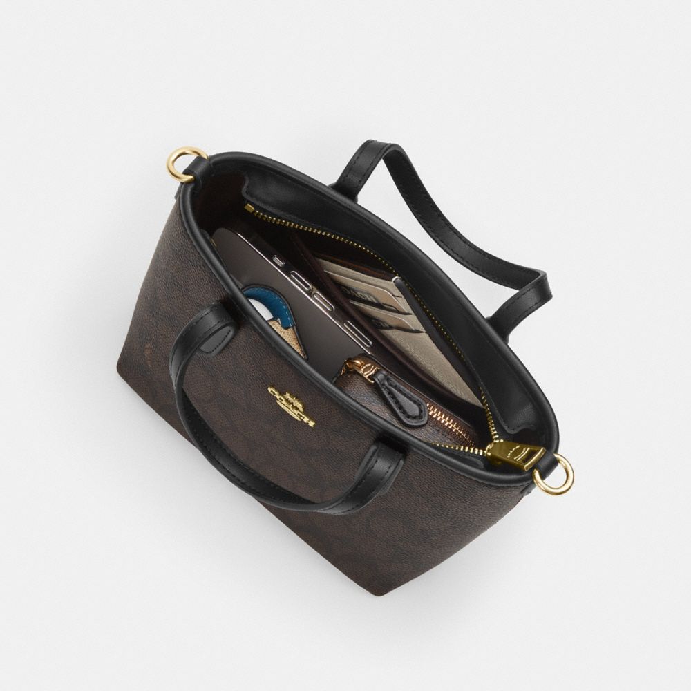 Coach City Mini Tote Bag In Signature Canvas Gold Sand Chalk