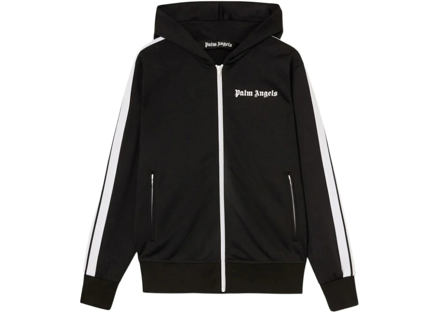 palm angels black hoody track jacket black/white