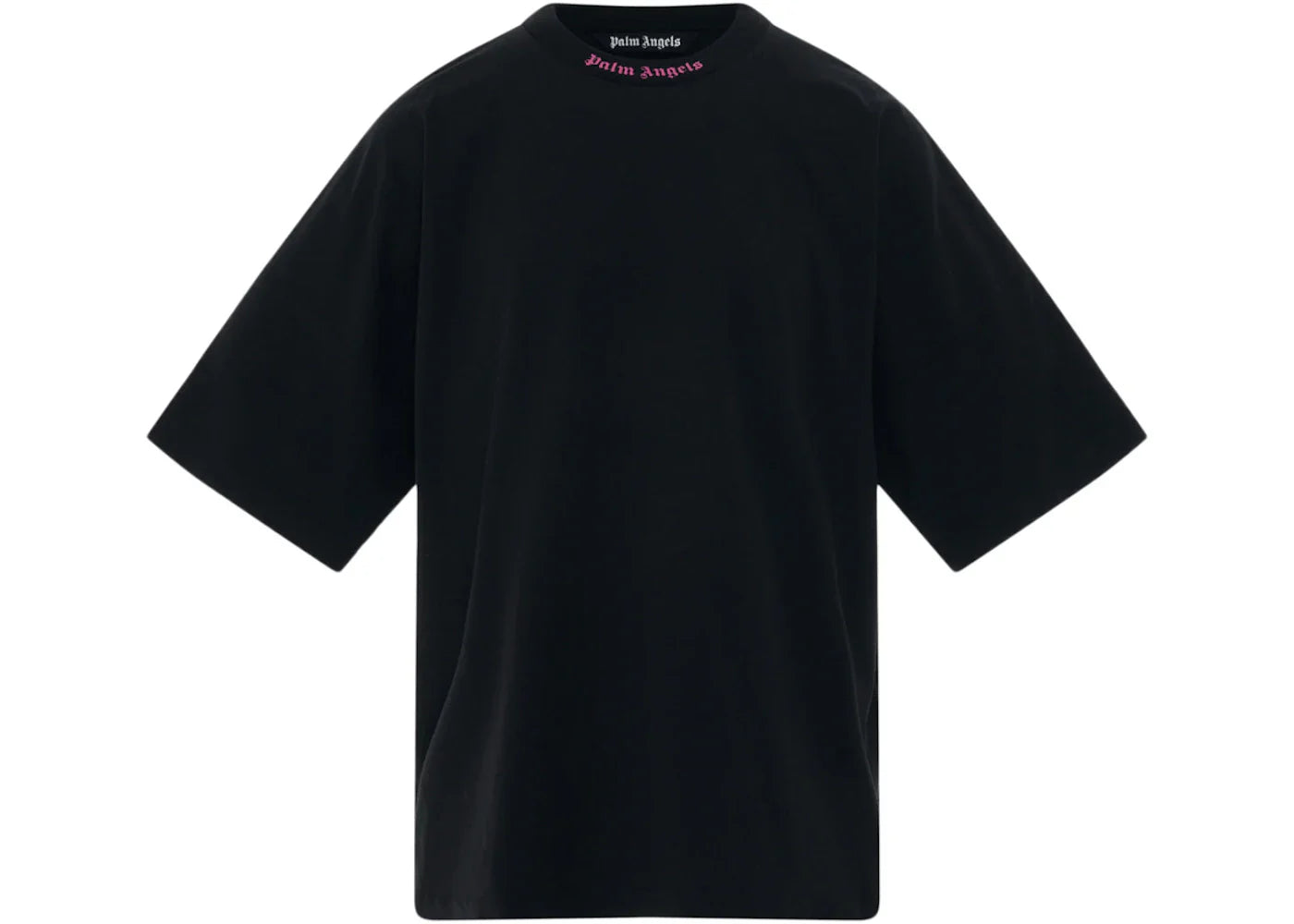 palm angels doubled logo over tee black/fuschia