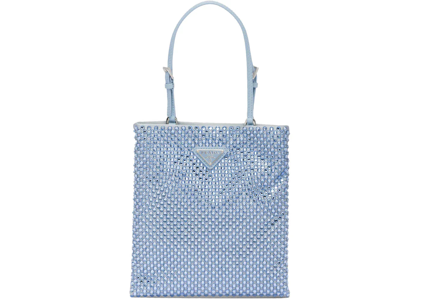 prada embellished satin handbag celeste
