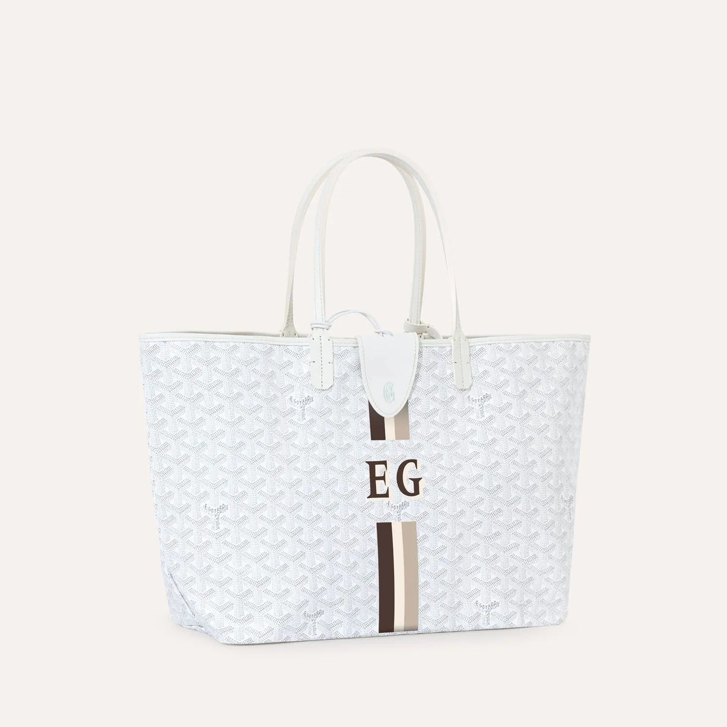 Saint Louis White PM bag Stripes and Initials