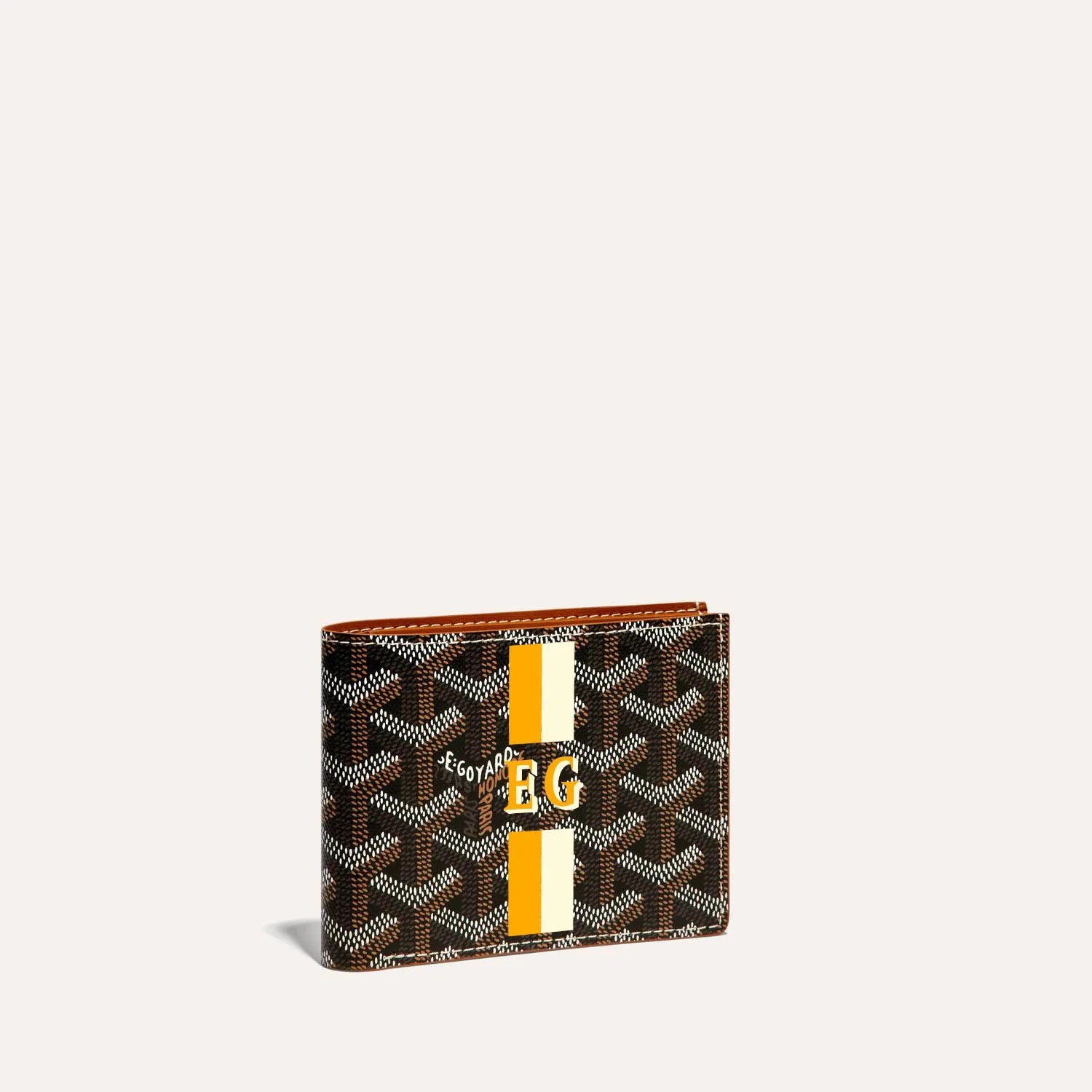 Saint-Florentin Black & Tan Wallet Stripes and Initials