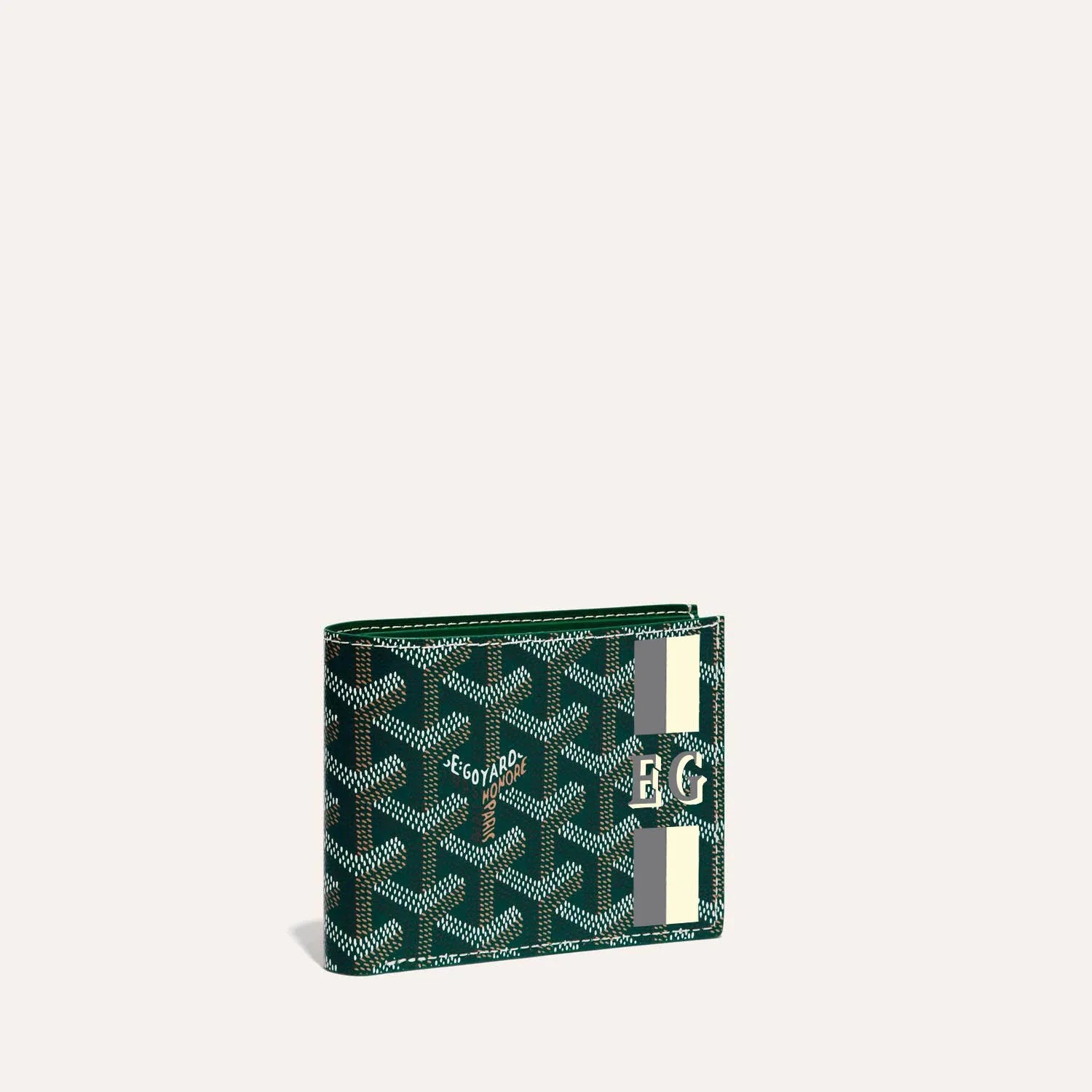 Saint-Florentin Green Wallet Stripes and Initials