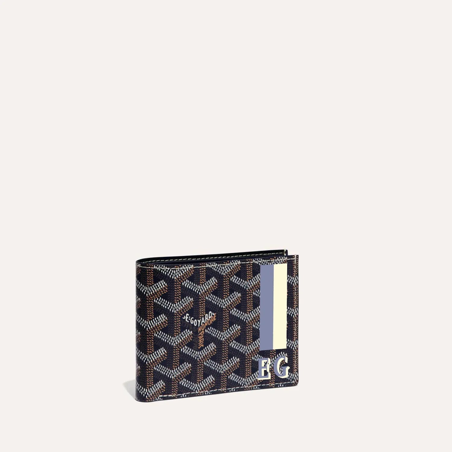 Saint-Florentin Navy Blue Wallet Stripes and Initials