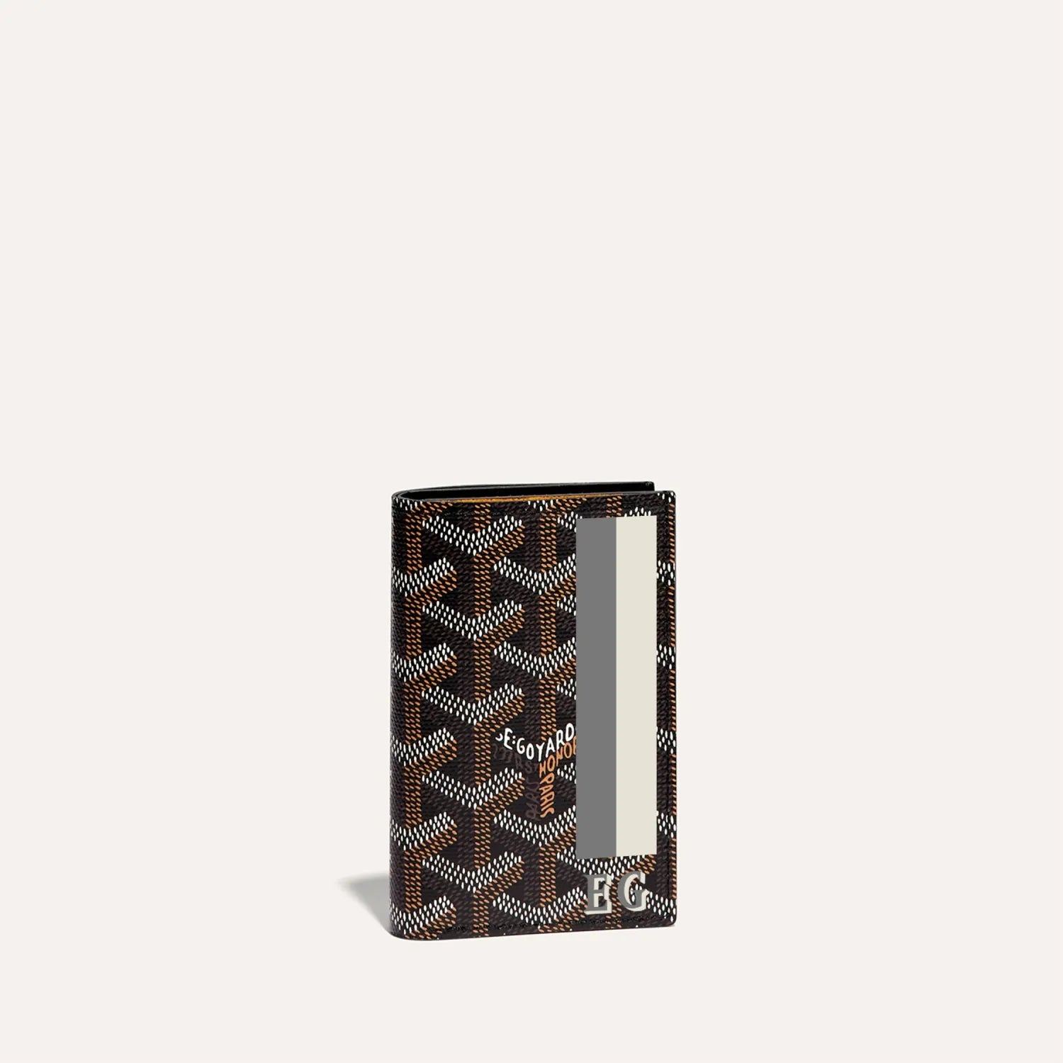 Saint-Pierre Black Card Wallet Stripes and Initials