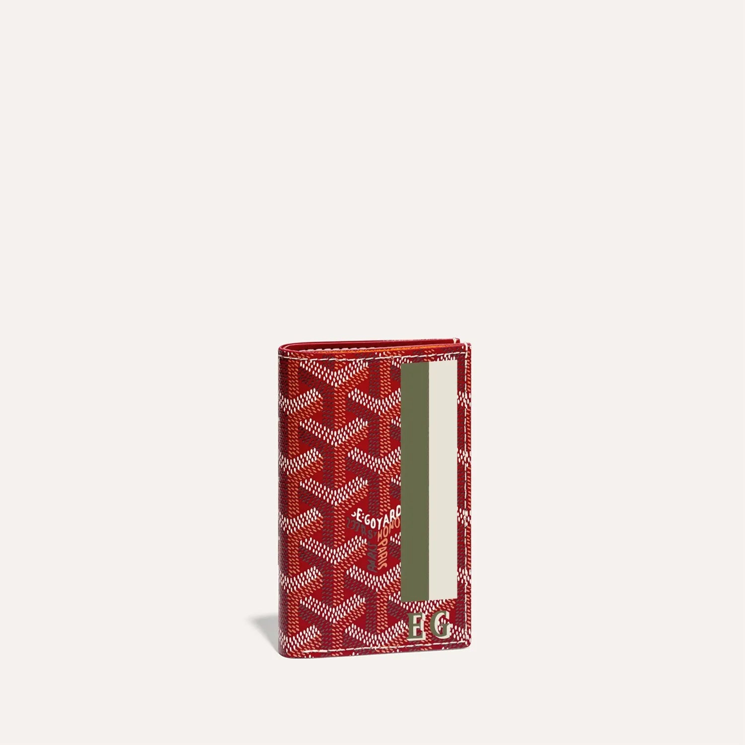 Saint-Pierre Red Card Wallet Stripes and Initials