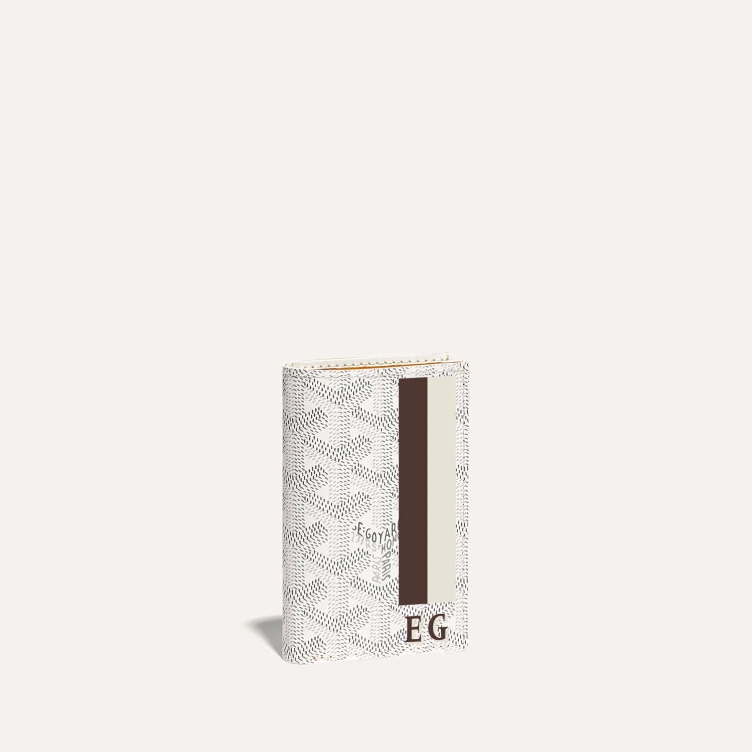 Saint-Pierre White Card Wallet Stripes and Initials