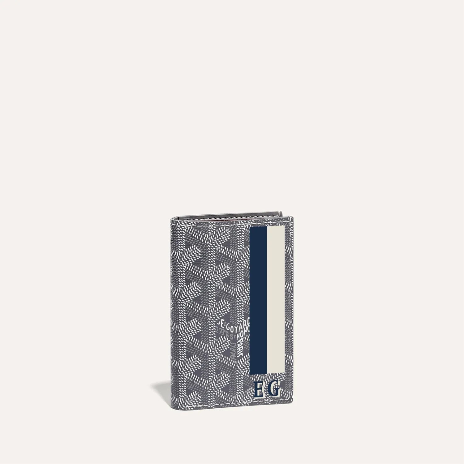 Saint-Pierre Grey Card Wallet Stripes and Initials