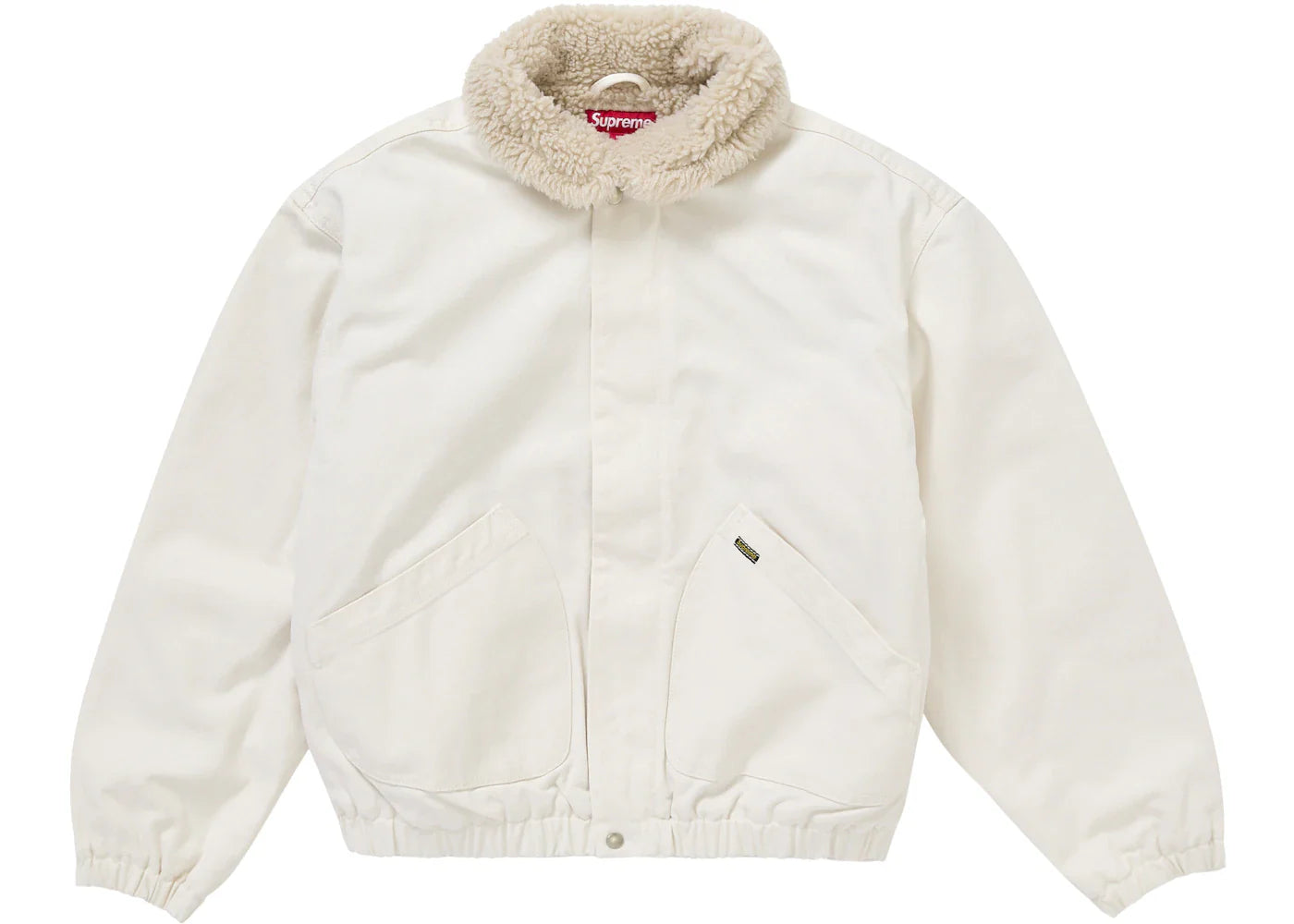 supreme faux shearling lined bomber jacket white