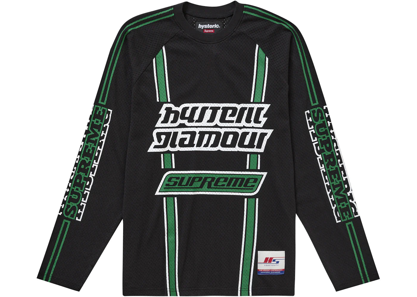 supreme hysteric glamour mesh l/s top black