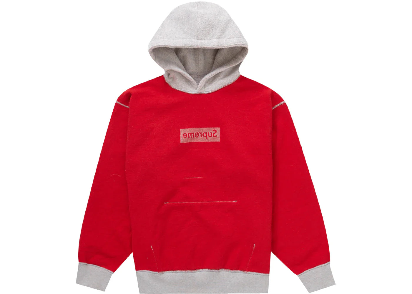 supreme inside out box logo hooded sweatshirt heather grey