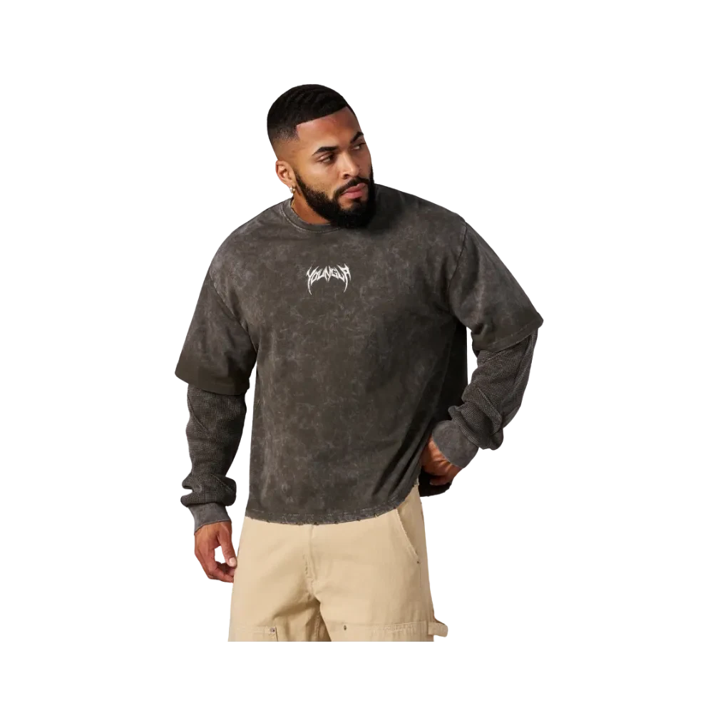 YoungLA Shadow Twofer Long Sleeves Hunter Green Wash