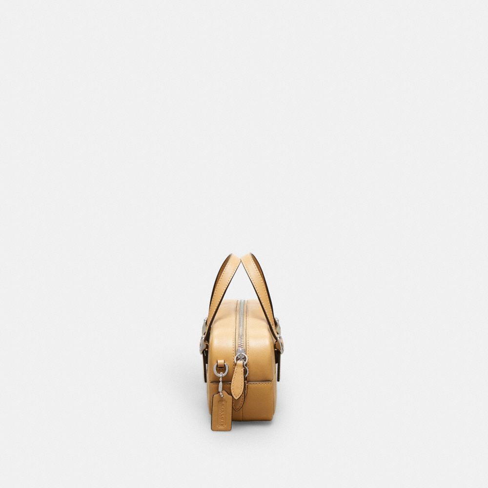 Coach Alter/Ego Mini Satchel Bag In Checkerboard Upcrafted Leather With Crossbody Strap Tan