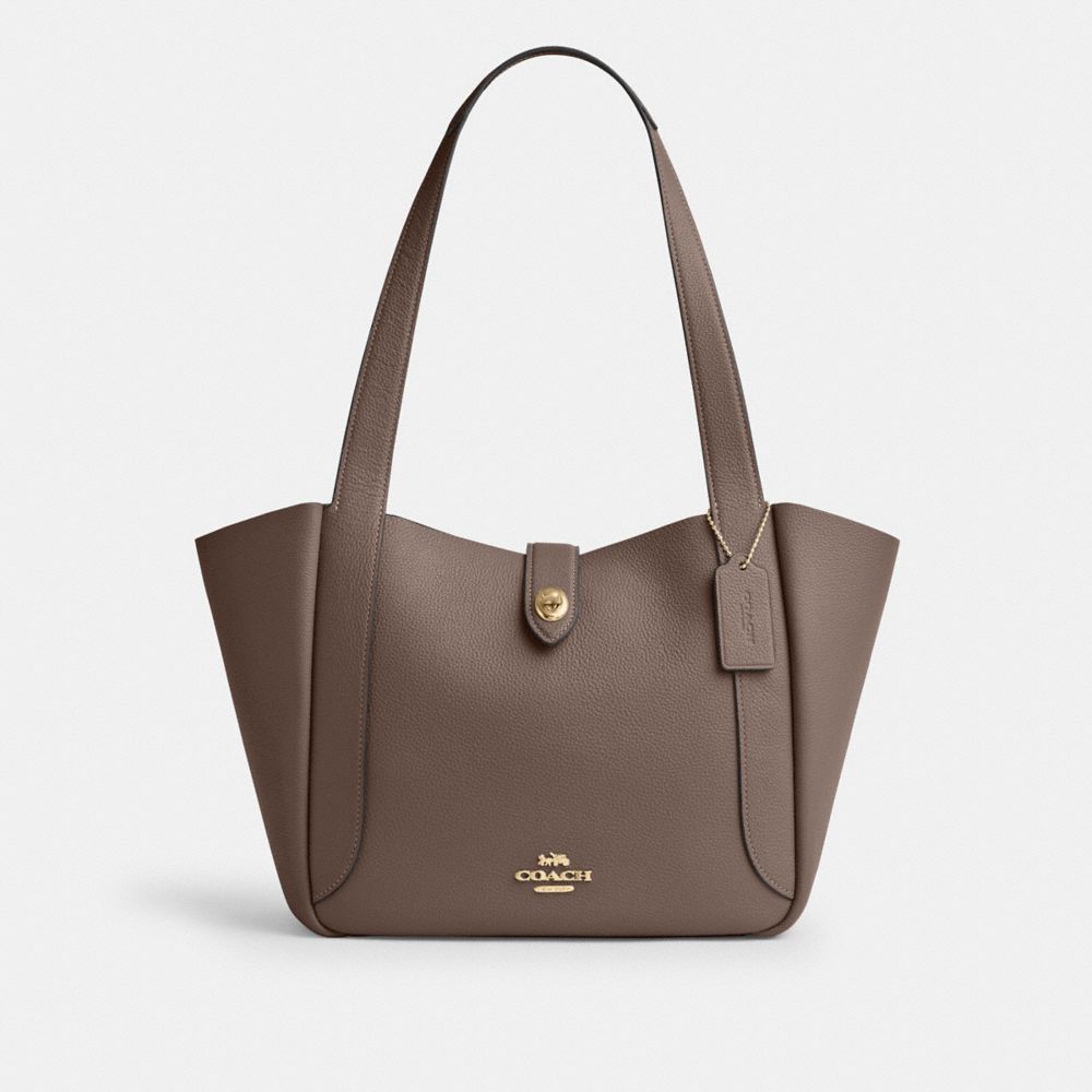 Coach Hadley Turnlock Tote Bag Gold Dark Stone