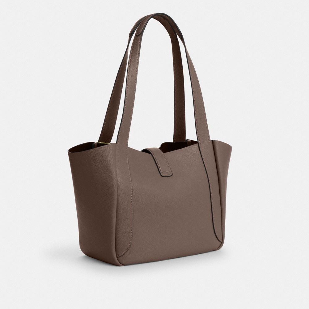 Coach Hadley Turnlock Tote Bag Gold Dark Stone