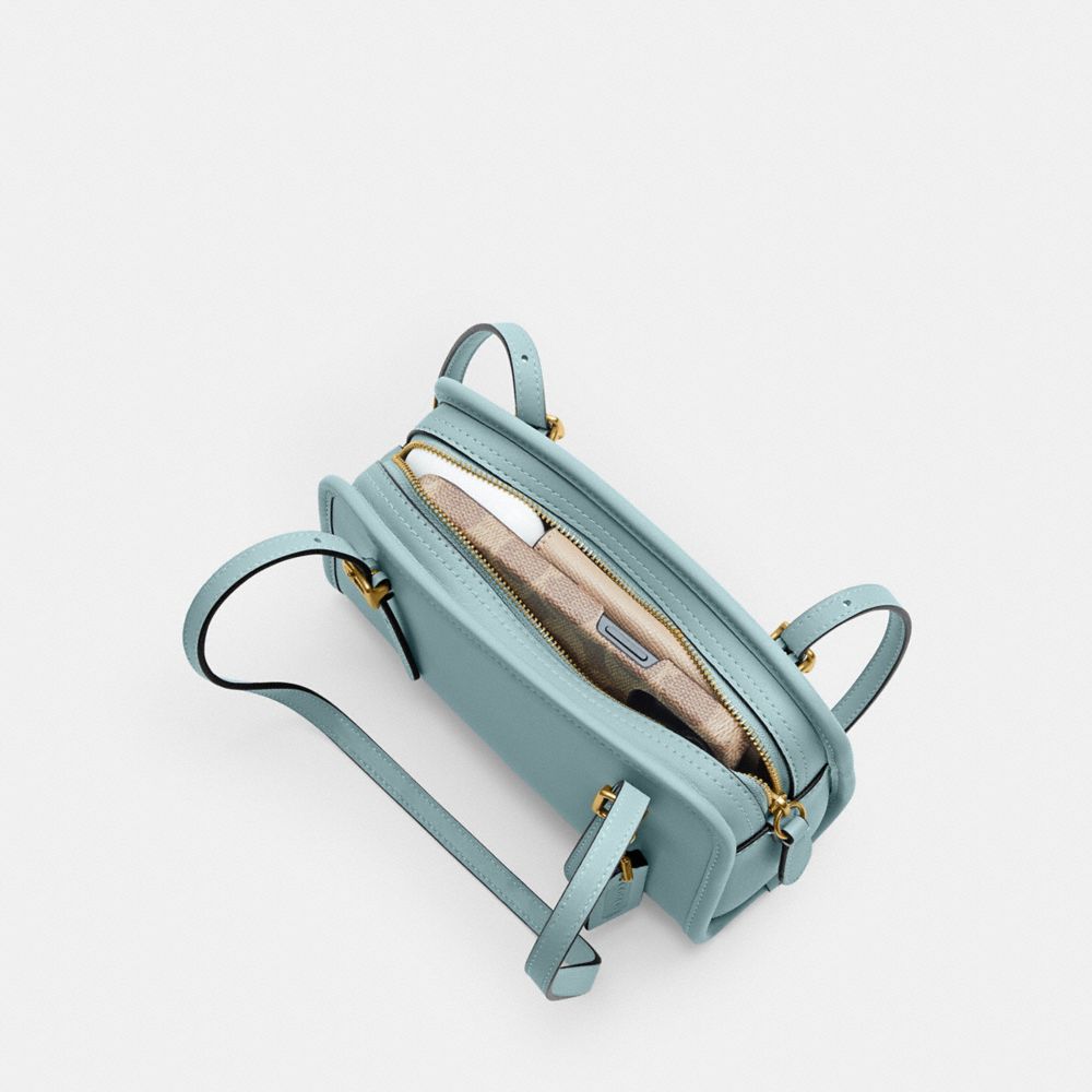 Coach Swing Zip Bag 20 Brass Light Blue