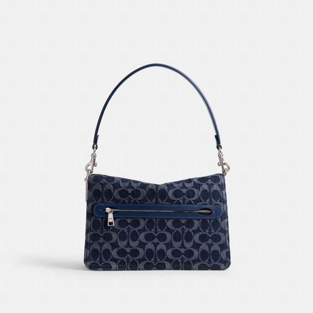 Coach Chain Tabby Shoulder Bag In Signature Denim Silver Deep Blue Multi