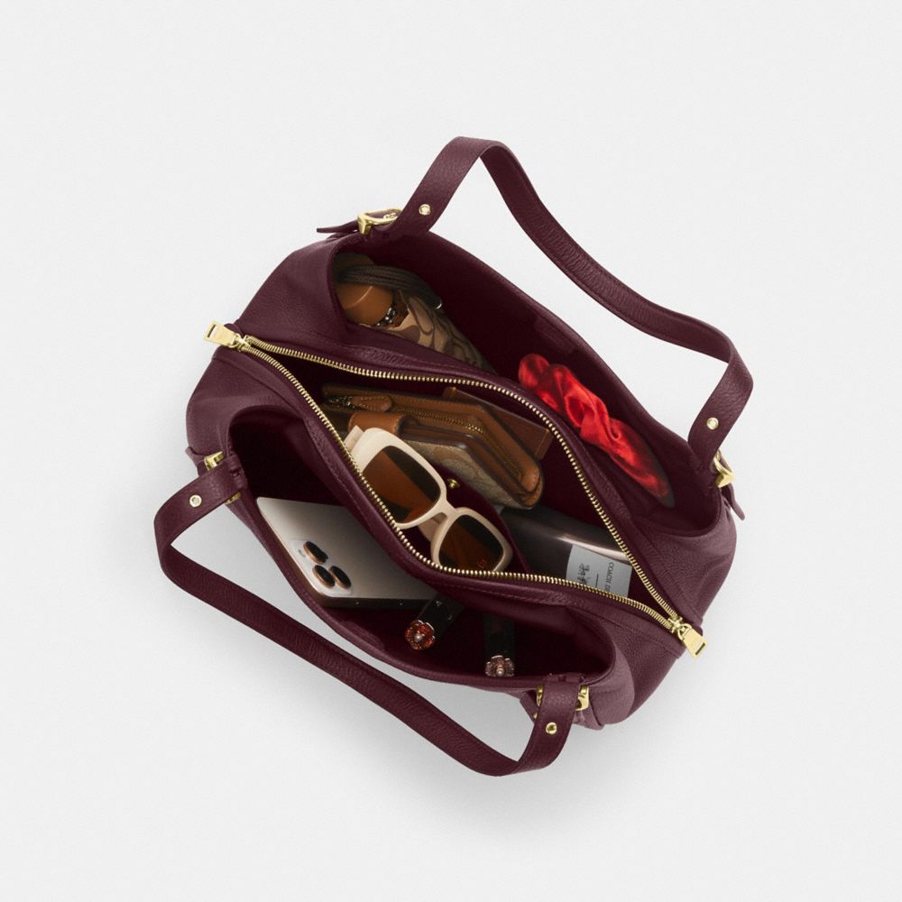 Coach Erin Shoulder Bag Gold Dark Wine