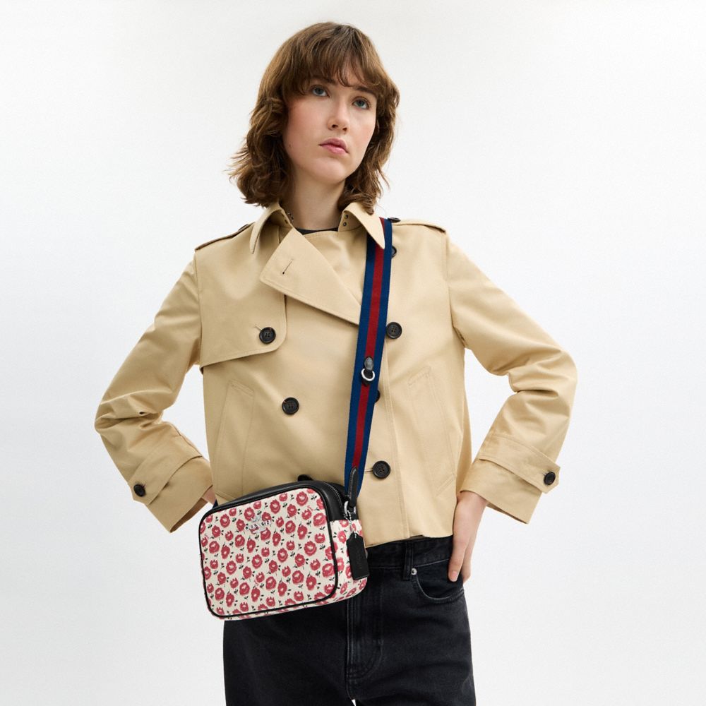 Coach Jamie Camera Bag With Floral Print Silver Chalk Black Multi