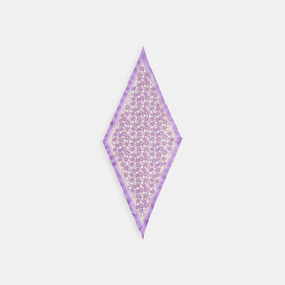 Coach Floral Print Silk Diamond Scarf Purple