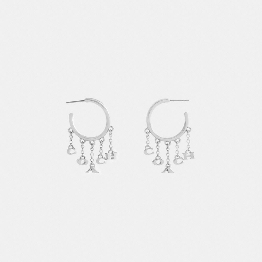 Coach Coach Charm Hoop Earrings Silver