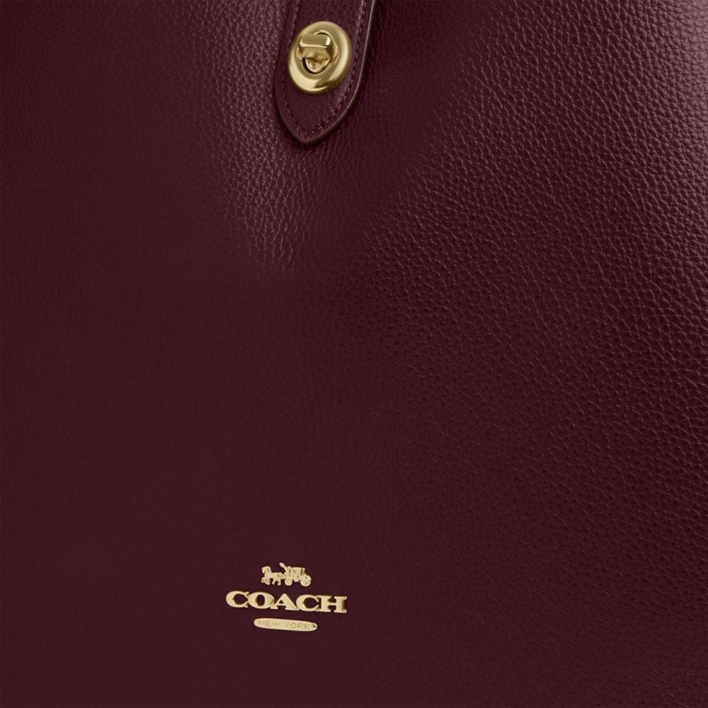 Coach Hadley Large Shoulder Bag Gold Dark Wine