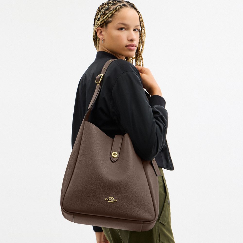 Coach Hadley Large Shoulder Bag Gold Dark Stone