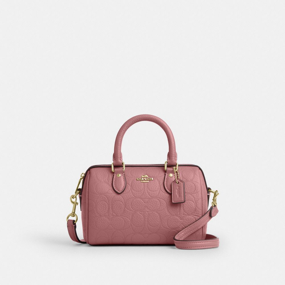 Coach Mini Rowan Crossbody Bag In Signature Leather Gold