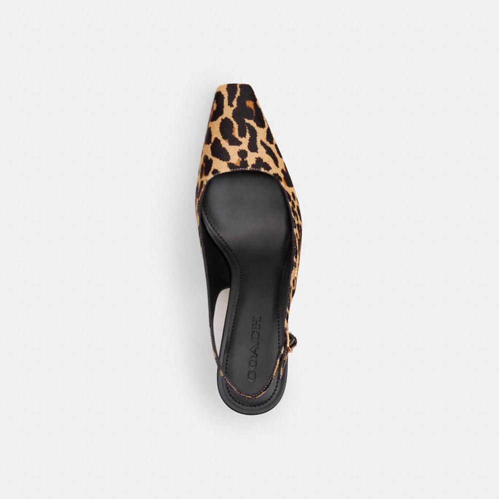 Women's Coach Slingback Heel With Leopard Print Tan & Black