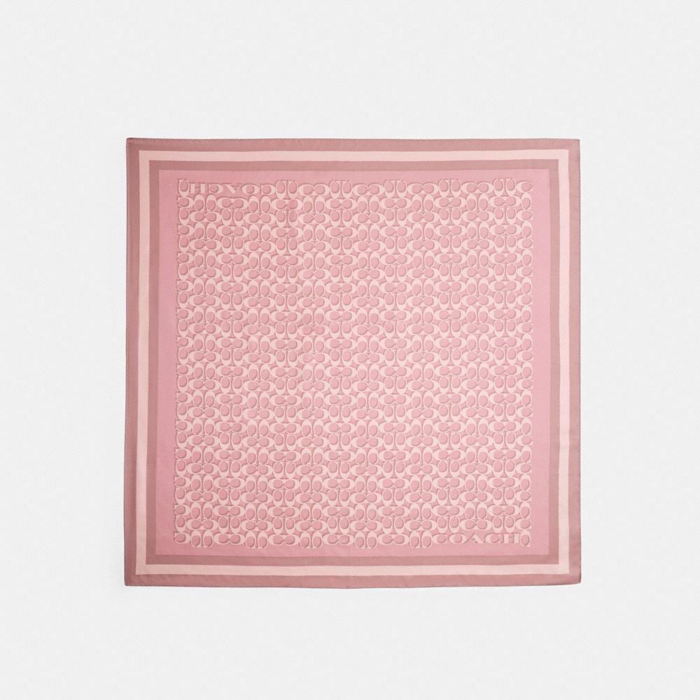 Coach Signature Silk Square Scarf Dusty Pink