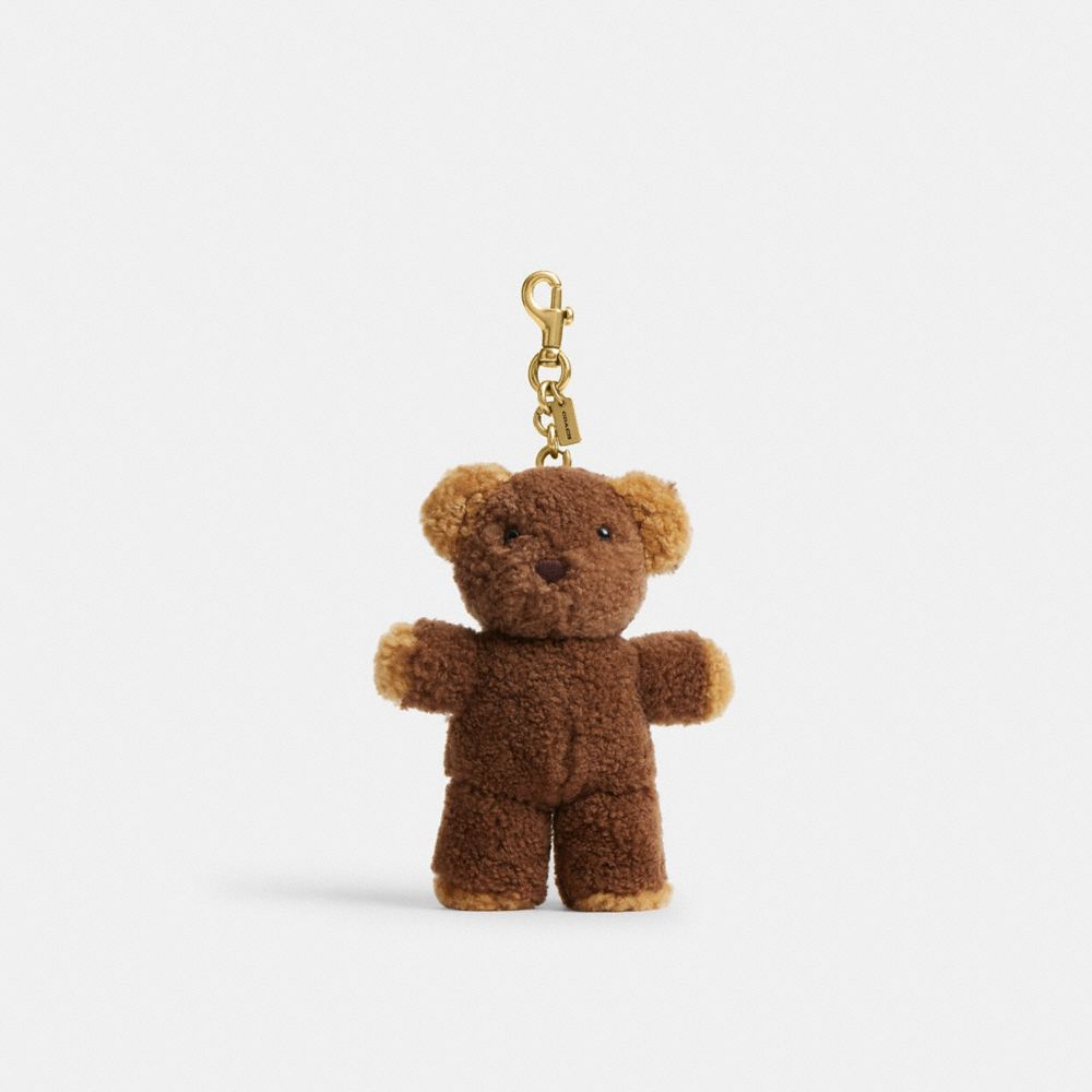 Coach Teddy Bear Bag Charm In Shearling Brass Multi