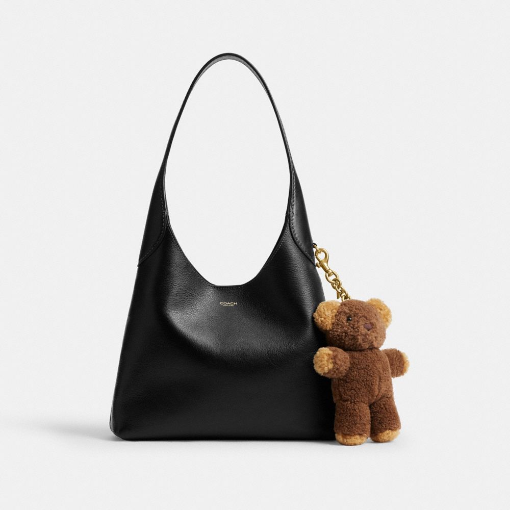 Coach Teddy Bear Bag Charm In Shearling Brass Multi