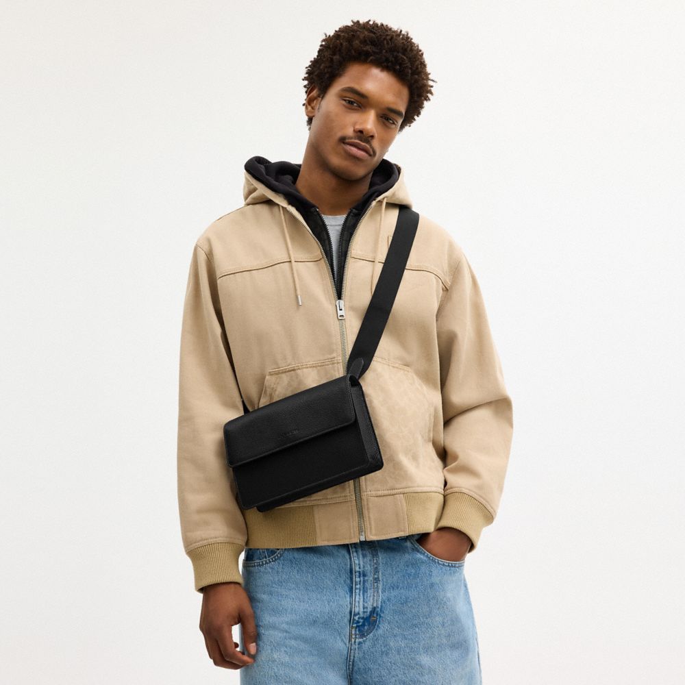 Coach Turner Flap Crossbody Bag Gunmetal Black