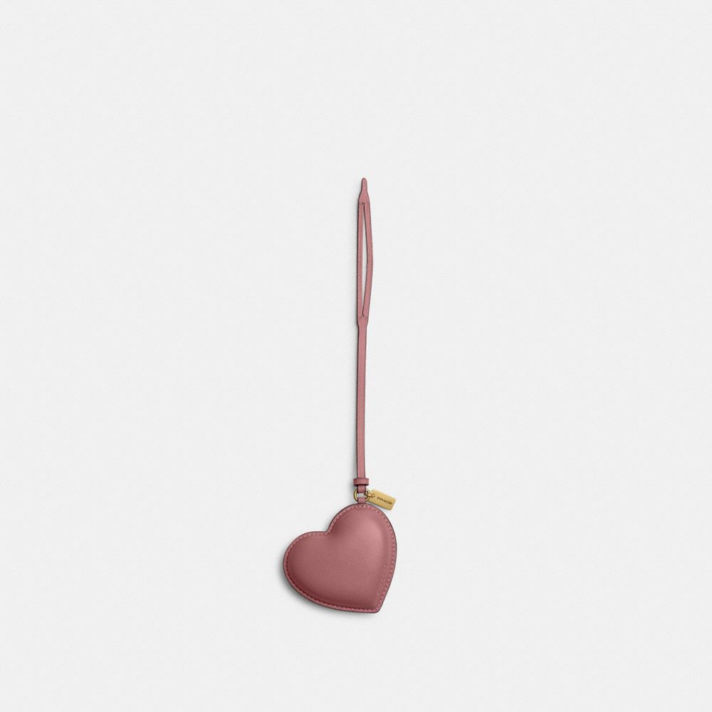 Coach Heart Puffy Bag Charm Brass Peony