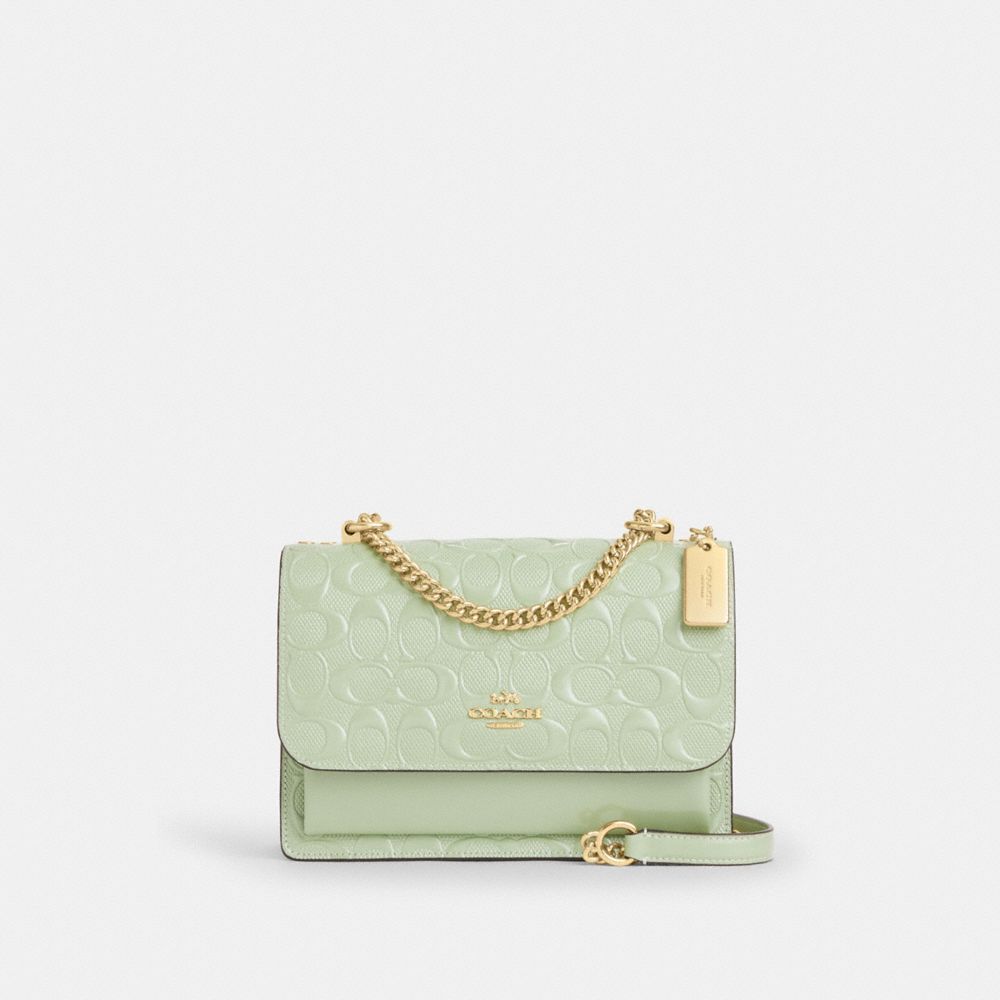 Coach Klare Crossbody Bag In Signature Leather Gold Pale Green
