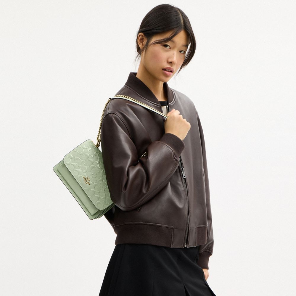Coach Klare Crossbody Bag In Signature Leather Gold Pale Green