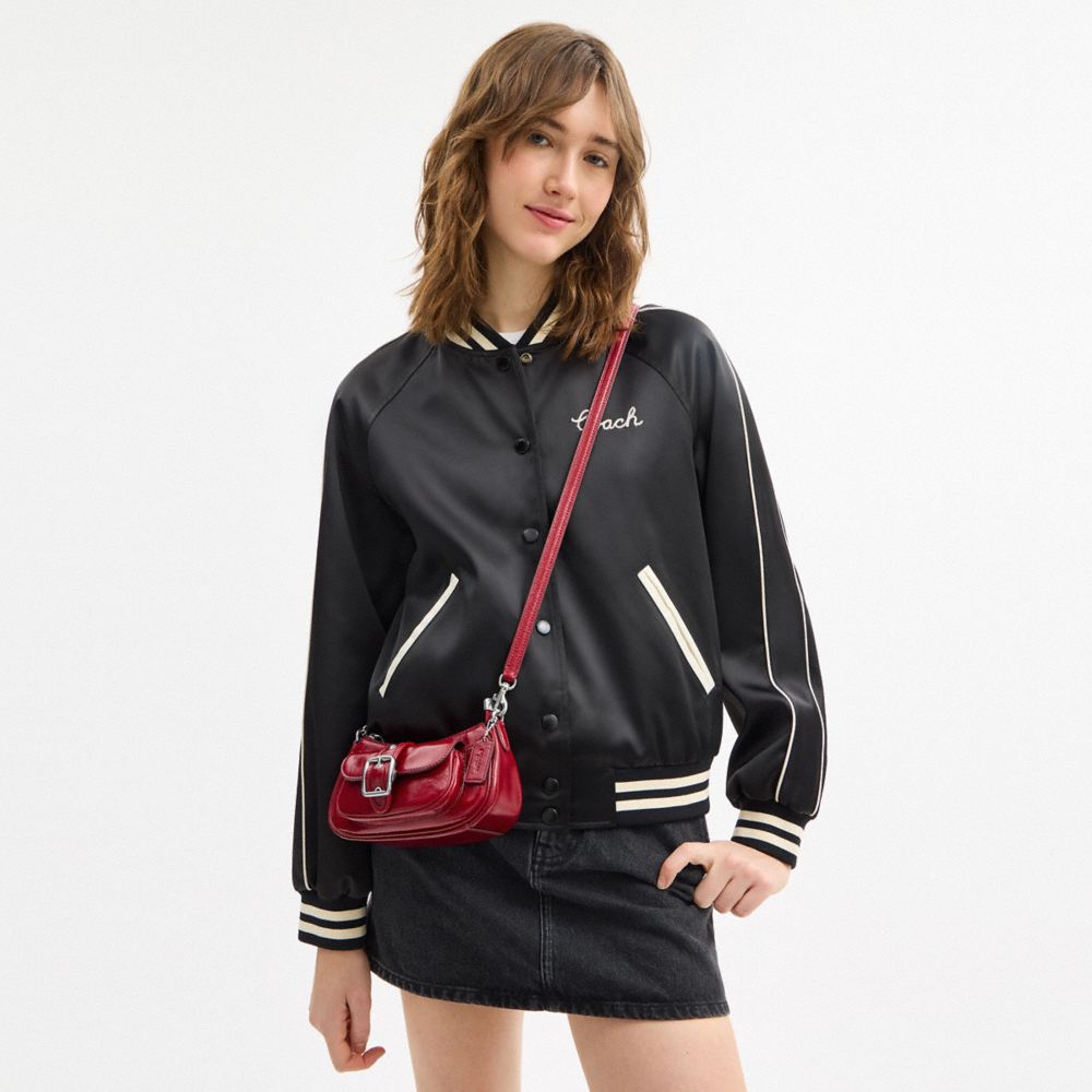 Coach Ashton Mini Shoulder Bag Silver Dark Cardinal